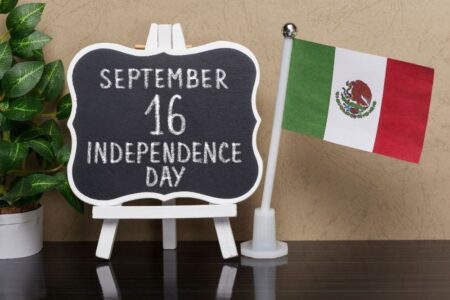 Sign of september 16 and mexican flag