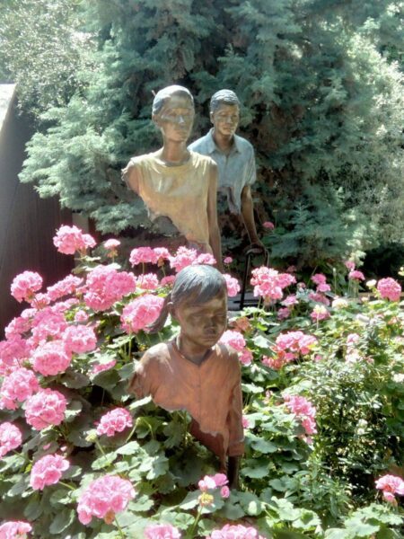 Sculpture of family in Flower Dome